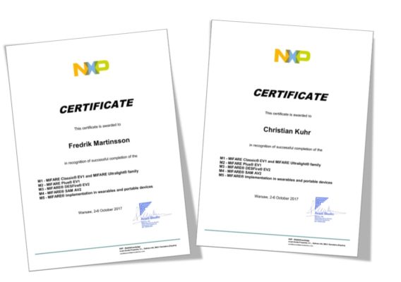 NXP CERTIFICATE 2017 Areff Systems AB